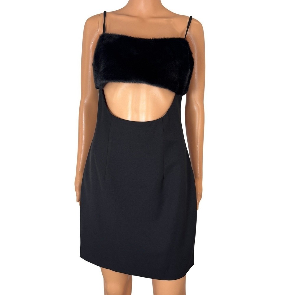 Naked Wardrobe Black Faux Fur Cutout Mini Dress NWW118-D9 Mens Size‎ Medium NWT